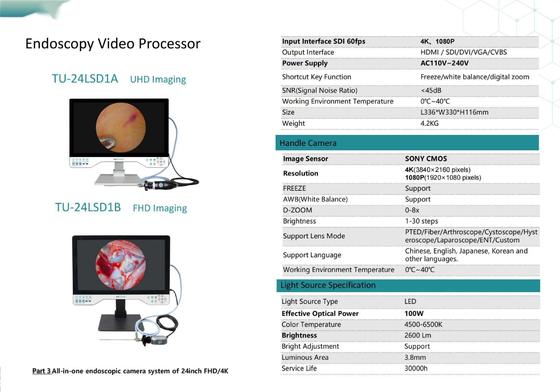 TUYOU 24LSD1A 4K内視鏡カメラ、24インチモニターおよびSONY CMOSセンサー搭載、耳鼻咽喉科、腹腔鏡検査、子宮鏡検査、泌尿器科向け