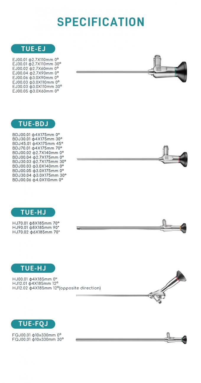 0/30/45/70 度 10 X 330mm オプティック硬体内視鏡 ラパロスコピー レンズ 耳内外視鏡 鼻腔外科望遠鏡 2